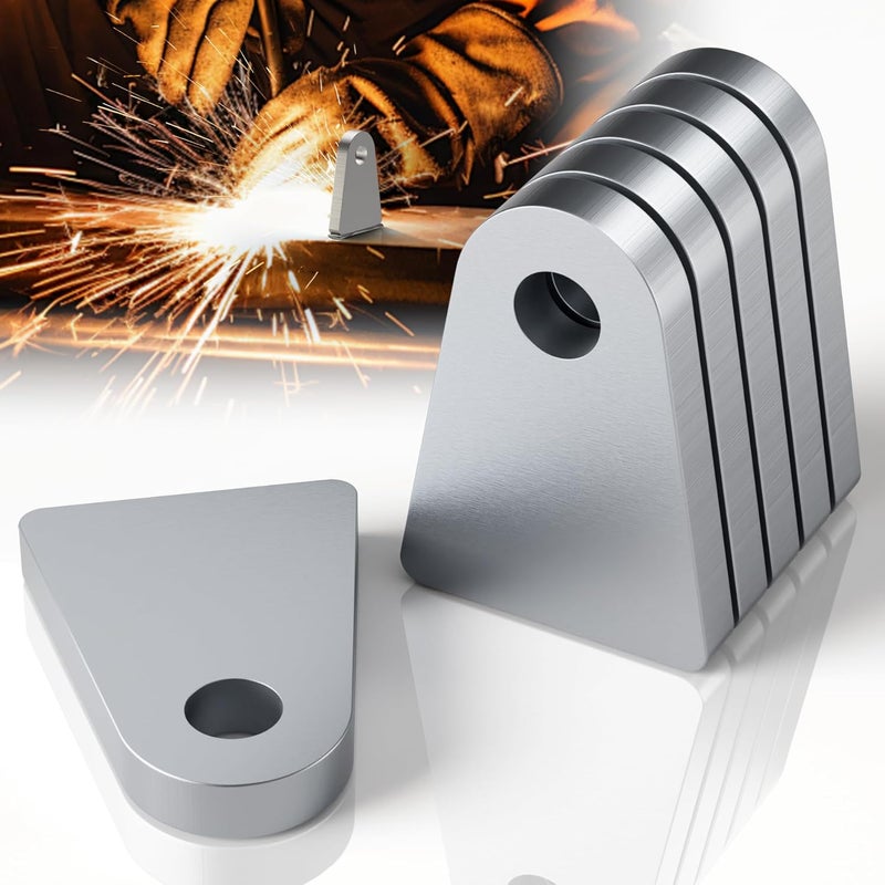 Dabolang 6Pcs Weld on Tabs with 1/2" Holes,Steel Gussets Weld On,Universal Weld on Shock Mount,Weld on Lights Tabs,Weld on Tabs Axle Bracket,Flat Bottom Chassis Weld Tabs for Weld On- 1/5" Thick - Image 1